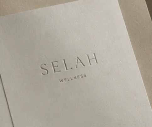 Selah wellness identity reference with a calm portrait