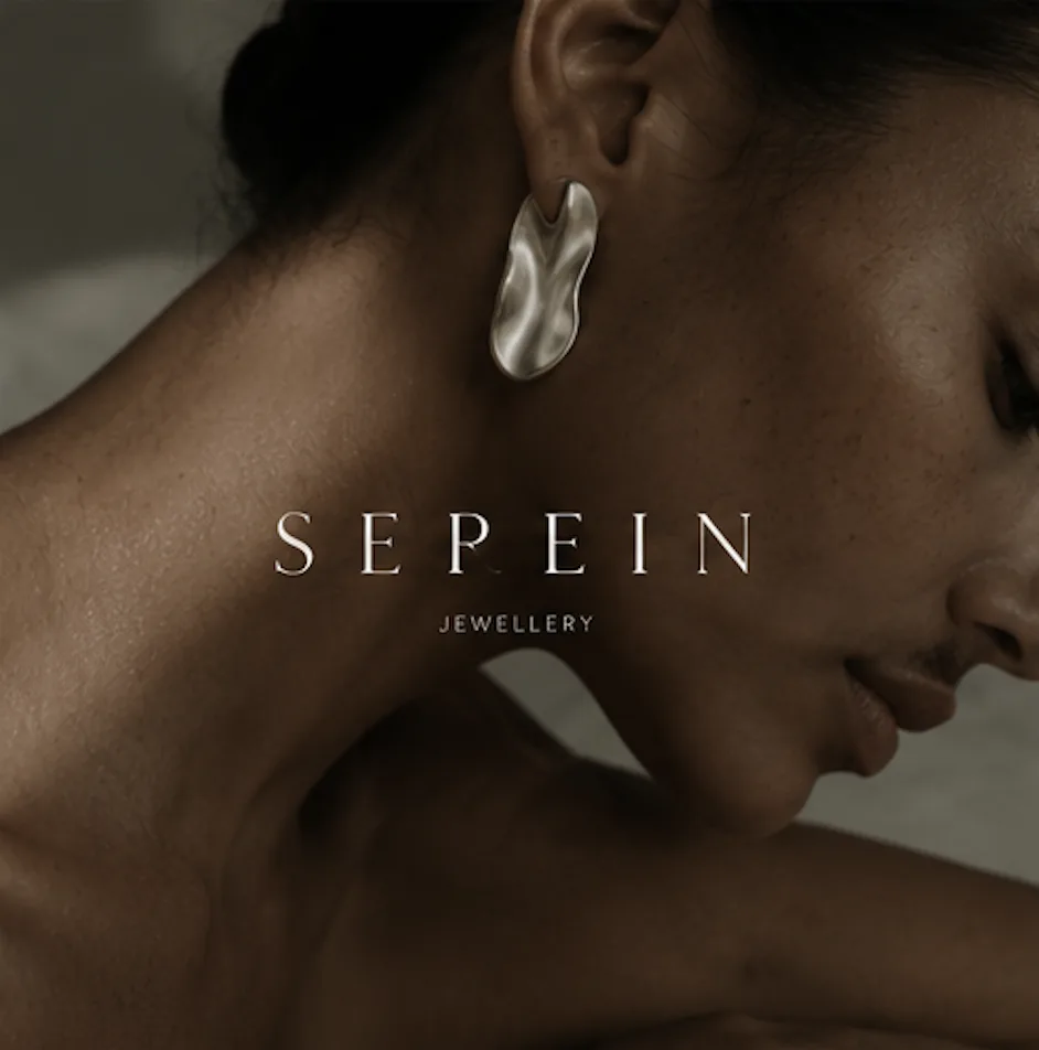 Serpin jewellery identity reference in a dark editorial composition