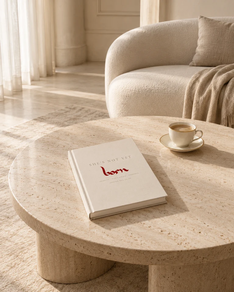 She's Not Yet Born book on a marble table
